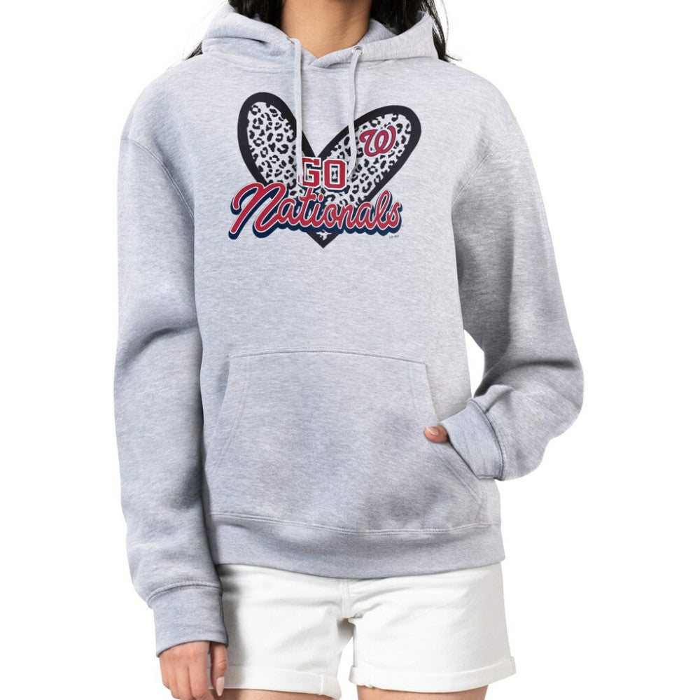 Washington Nationals G-III 4Her by Carl Banks Women's Leopard Heart Pullover Hoodie | MLB Outlet