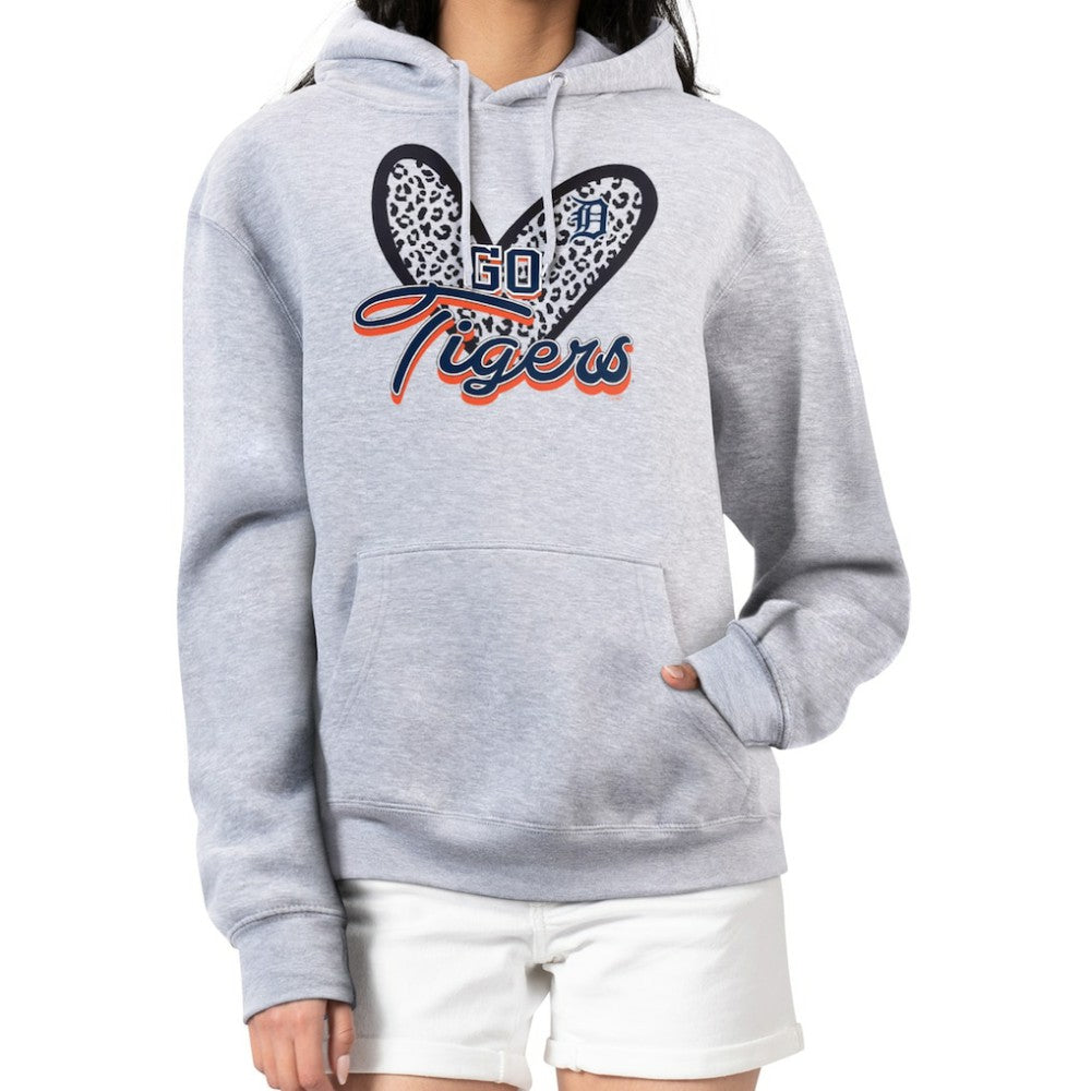 Detroit Tigers G-III 4Her by Carl Banks Women's Leopard Heart Pullover Hoodie | MLB Discount