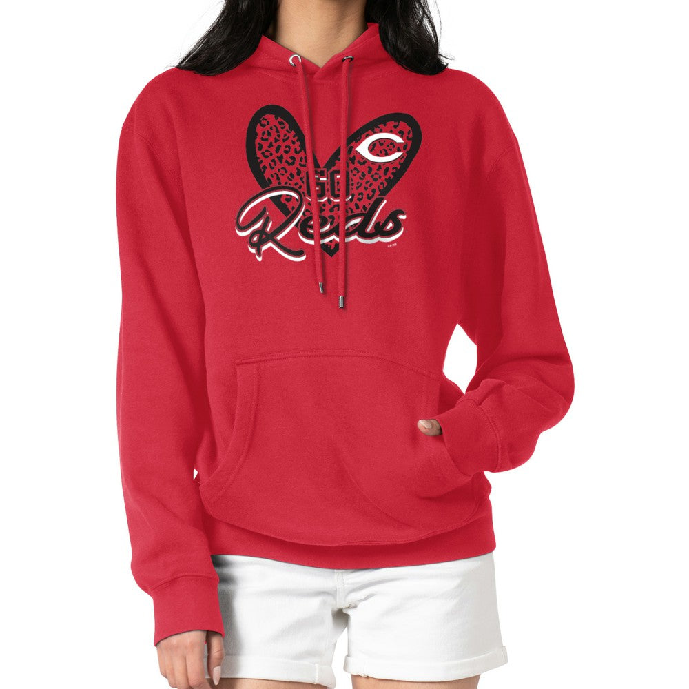 Cincinnati Reds G-III 4Her by Carl Banks Women's Leopard Heart Pullover Hoodie | MLB On Sale