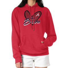 Atlanta Braves G-III 4Her by Carl Banks Women's Leopard Heart Pullover Hoodie | MLB Online