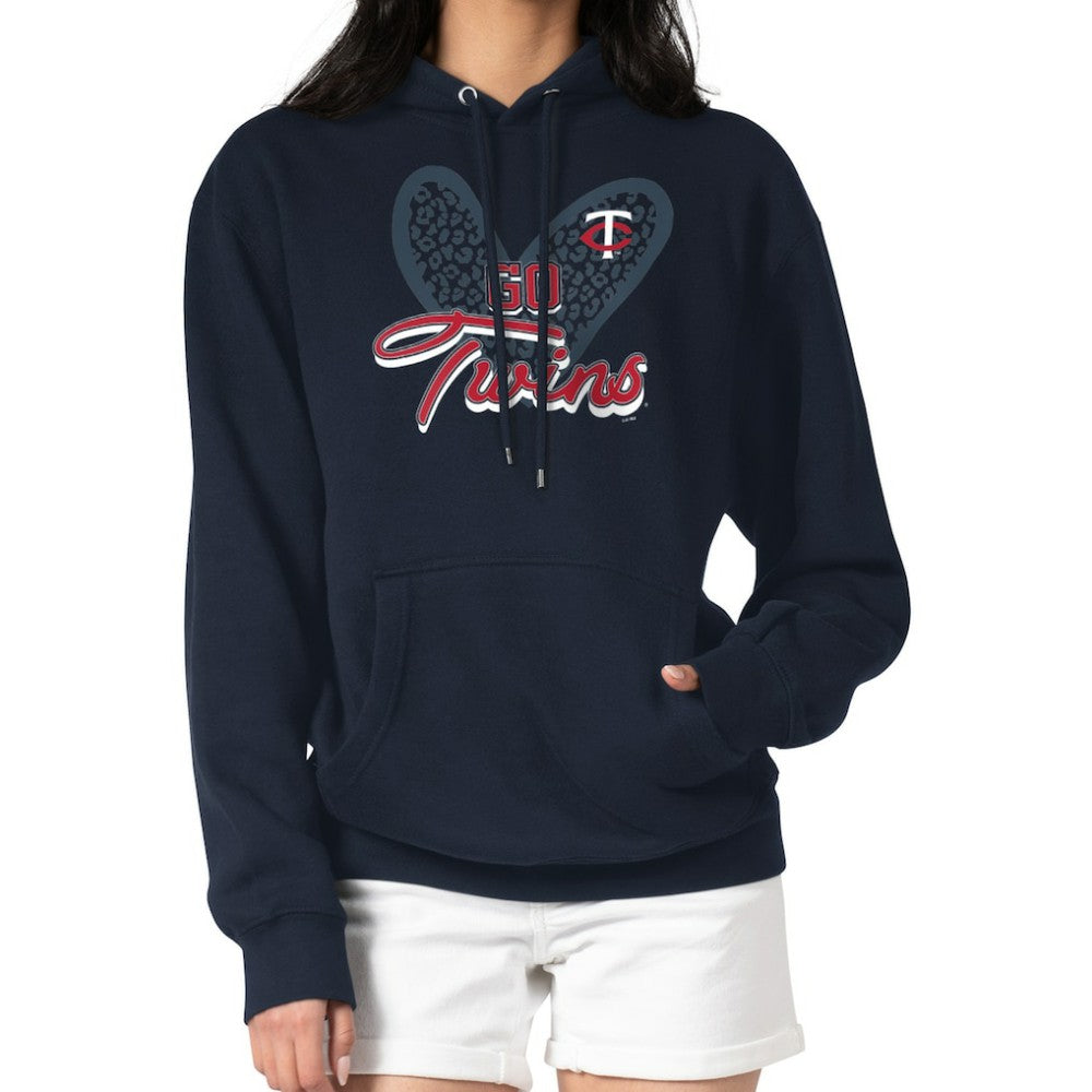 Minnesota Twins G-III 4Her by Carl Banks Women's Leopard Heart Pullover Hoodie | MLB Outlet