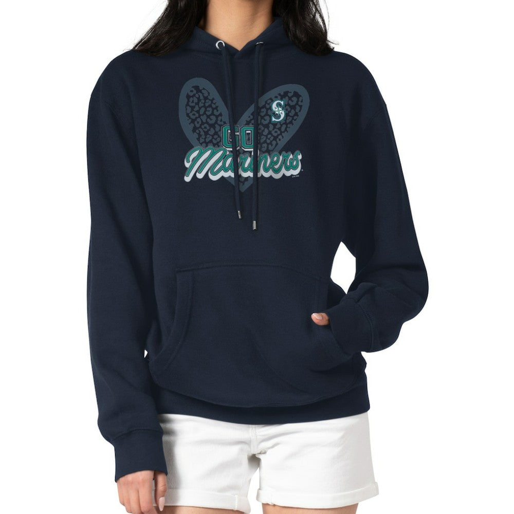 Seattle Mariners G-III 4Her by Carl Banks Women's Leopard Heart Pullover Hoodie | MLB On Sale