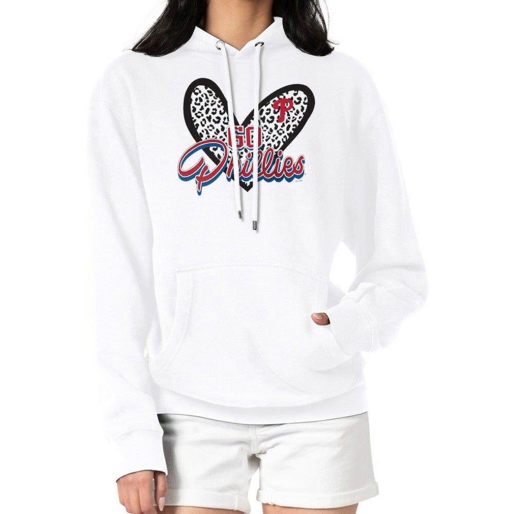 Philadelphia Phillies G-III 4Her by Carl Banks Women's Leopard Heart Pullover Hoodie | MLB On Sale