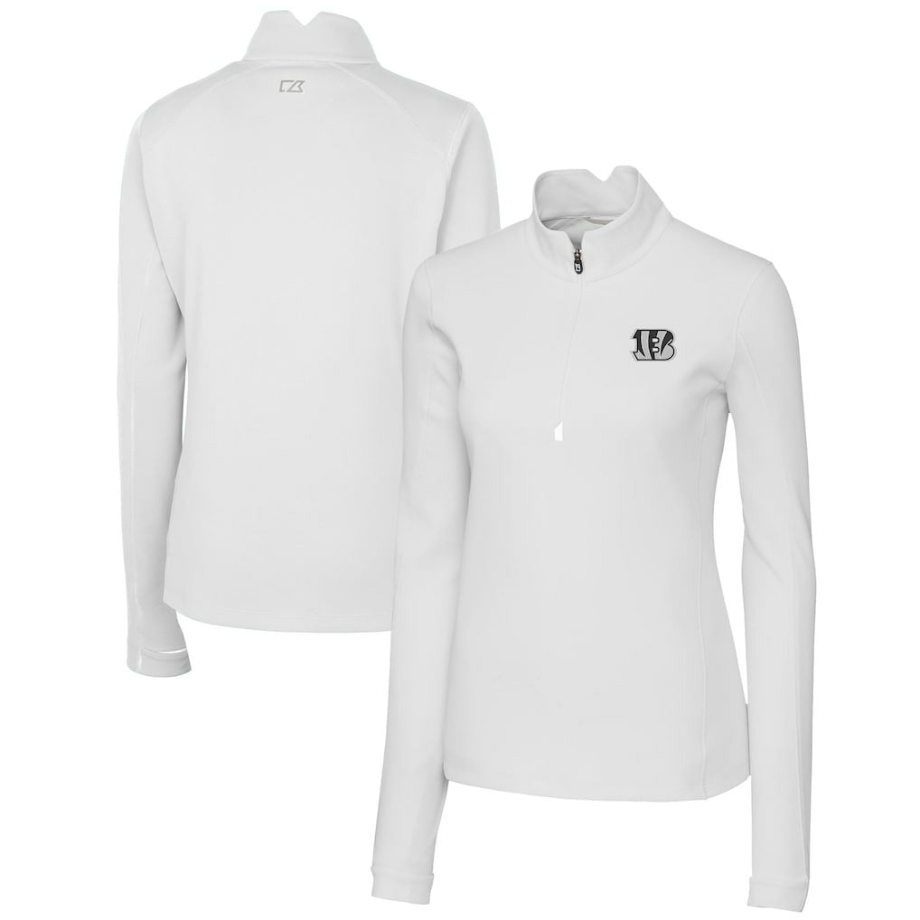 Cincinnati Bengals  Cutter & Buck Women's Traverse Stretch DryTec Quarter-Zip Top