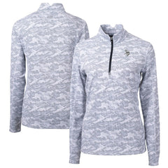 Minnesota Vikings  Cutter & Buck Women's Traverse Camo Print Stretch Tri-Blend Quarter-Zip Top