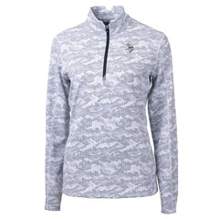 Minnesota Vikings  Cutter & Buck Women's Traverse Camo Print Stretch Tri-Blend Quarter-Zip Top