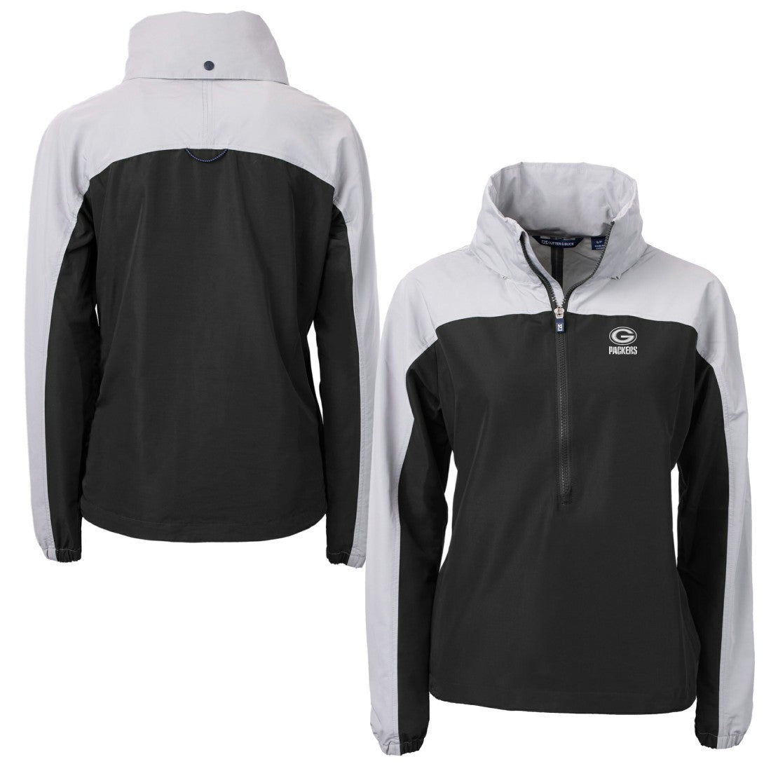 Green Bay Packers  Cutter & Buck Women's Charter Eco Recycled Half-Zip Hoodie Anorak Jacket