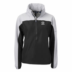 Green Bay Packers  Cutter & Buck Women's Charter Eco Recycled Half-Zip Hoodie Anorak Jacket