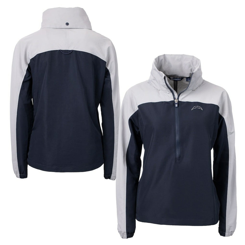 Los Angeles Chargers  Cutter & Buck Women's Charter Eco Recycled Half-Zip Hoodie Anorak Jacket