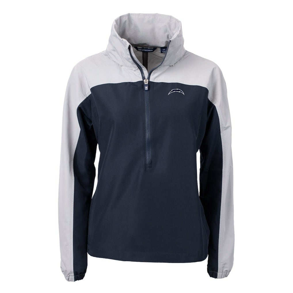 Los Angeles Chargers  Cutter & Buck Women's Charter Eco Recycled Half-Zip Hoodie Anorak Jacket