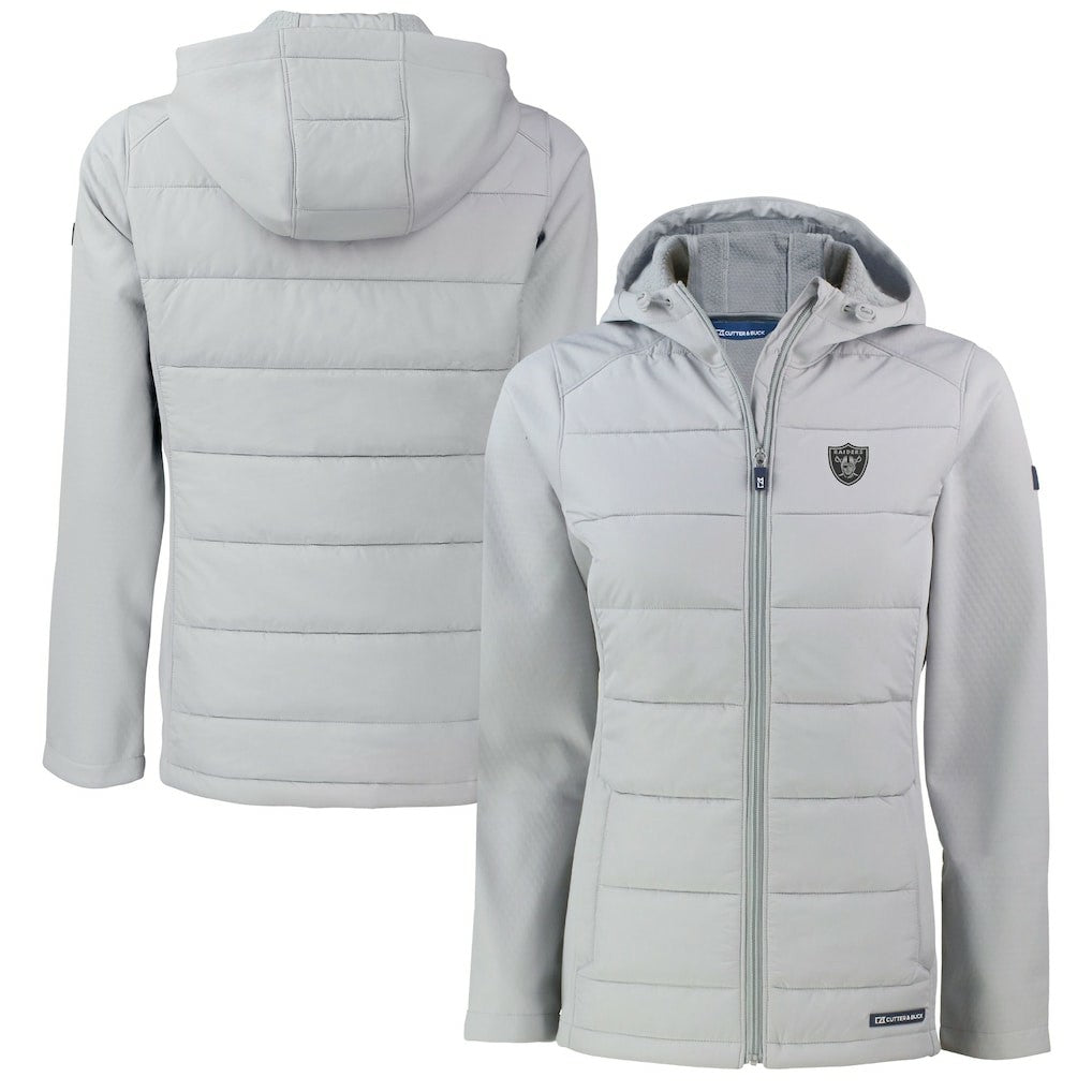 Las Vegas Raiders  Cutter & Buck Women's Evoke Hybrid Eco Softshell Recycled Full-Zip Hoodie Jacket