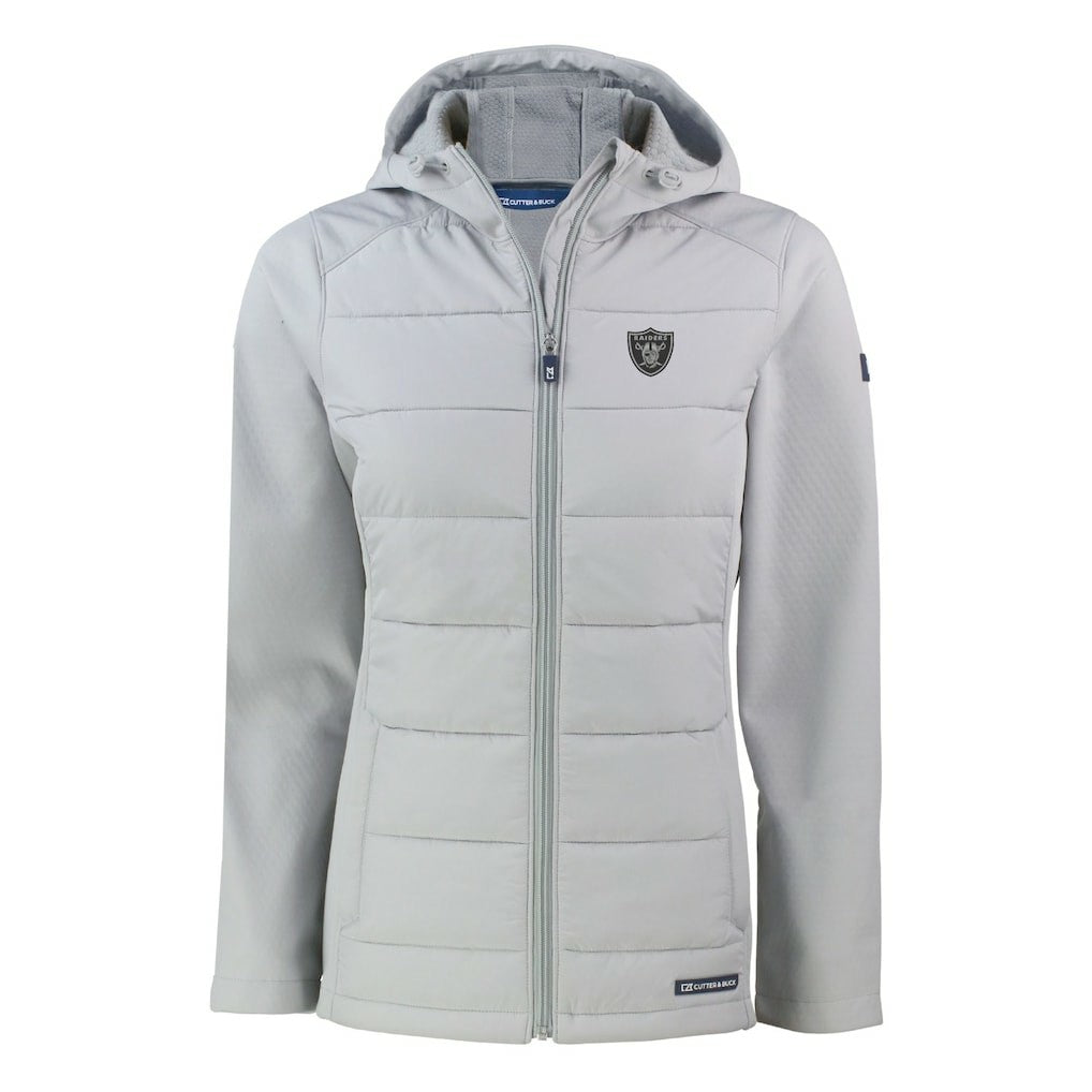 Las Vegas Raiders  Cutter & Buck Women's Evoke Hybrid Eco Softshell Recycled Full-Zip Hoodie Jacket