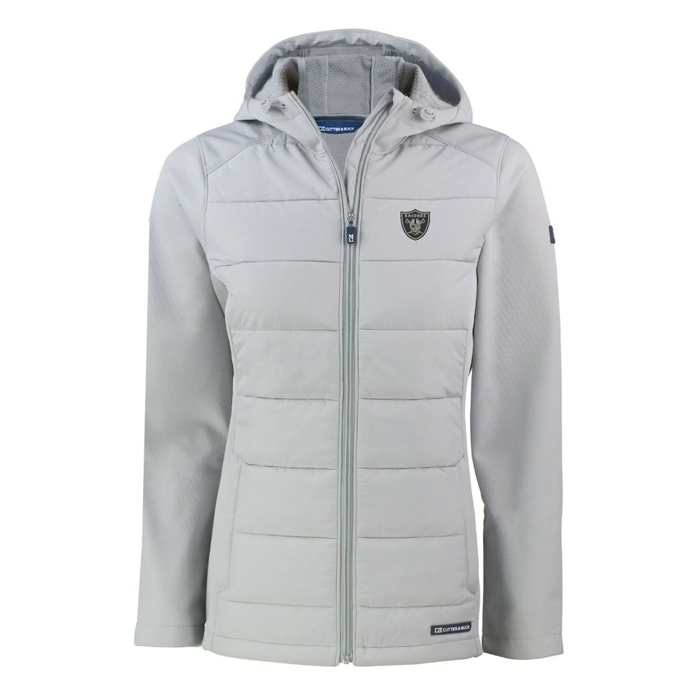 Las Vegas Raiders  Cutter & Buck Women's Evoke Hybrid Eco Softshell Recycled Full-Zip Hoodie Jacket