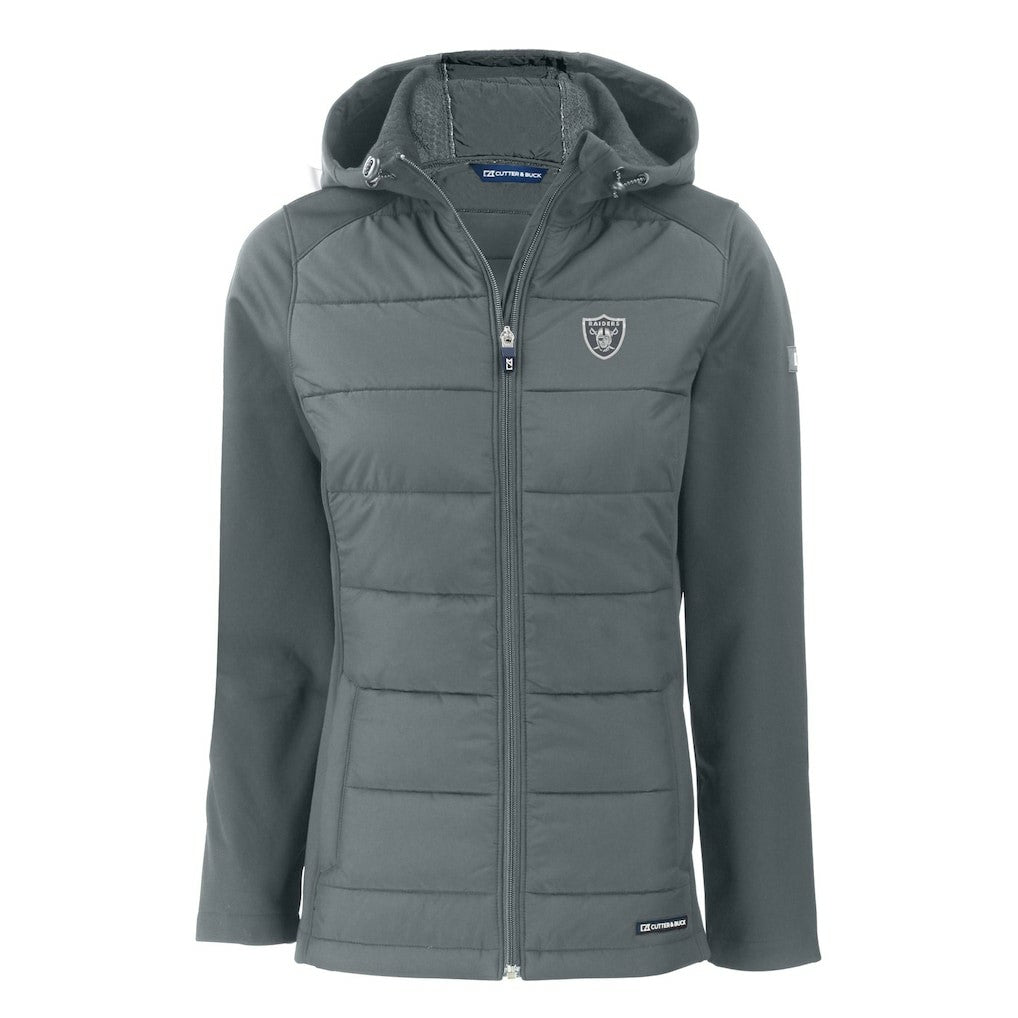 Las Vegas Raiders  Cutter & Buck Women's Evoke Hybrid Eco Softshell Recycled Full-Zip Hoodie Jacket