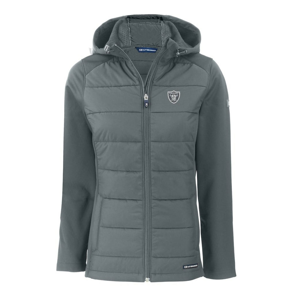 Las Vegas Raiders  Cutter & Buck Women's Evoke Hybrid Eco Softshell Recycled Full-Zip Hoodie Jacket