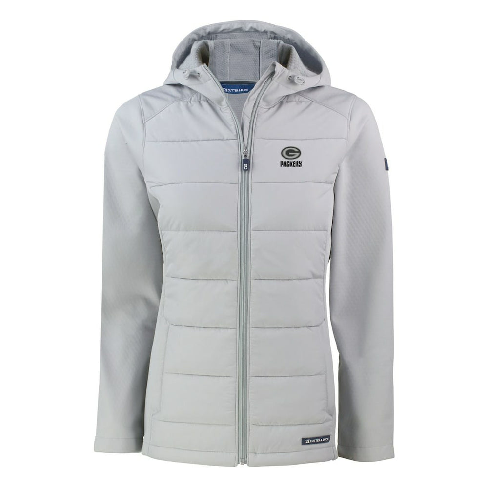 Green Bay Packers  Cutter & Buck Women's Evoke Hybrid Eco Softshell Recycled Full-Zip Hoodie Jacket