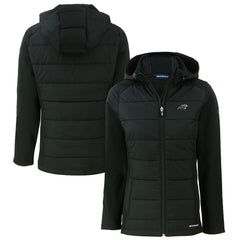 Carolina Panthers  Cutter & Buck Women's Evoke Hybrid Eco Softshell Recycled Full-Zip Hoodie Jacket