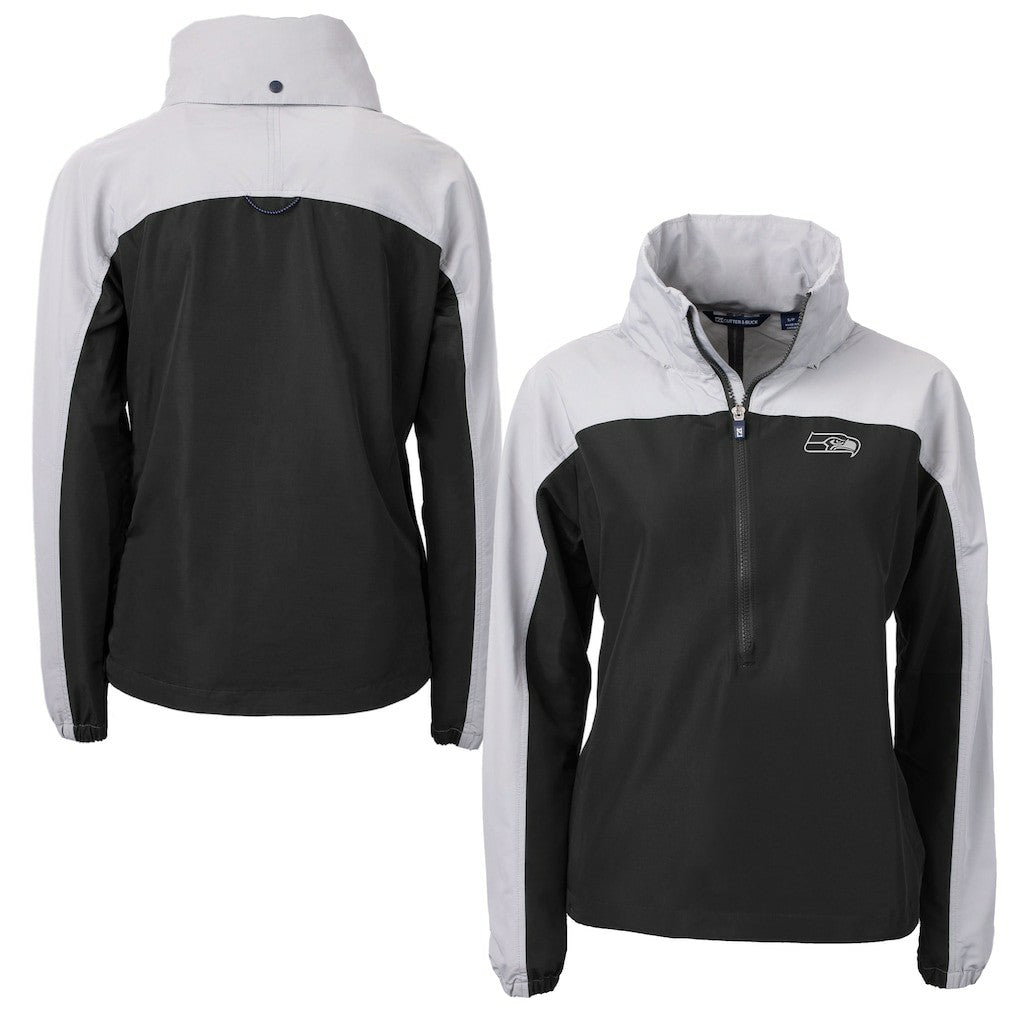 Seattle Seahawks  Cutter & Buck Women's Charter Eco Recycled Half-Zip Hoodie Anorak Jacket