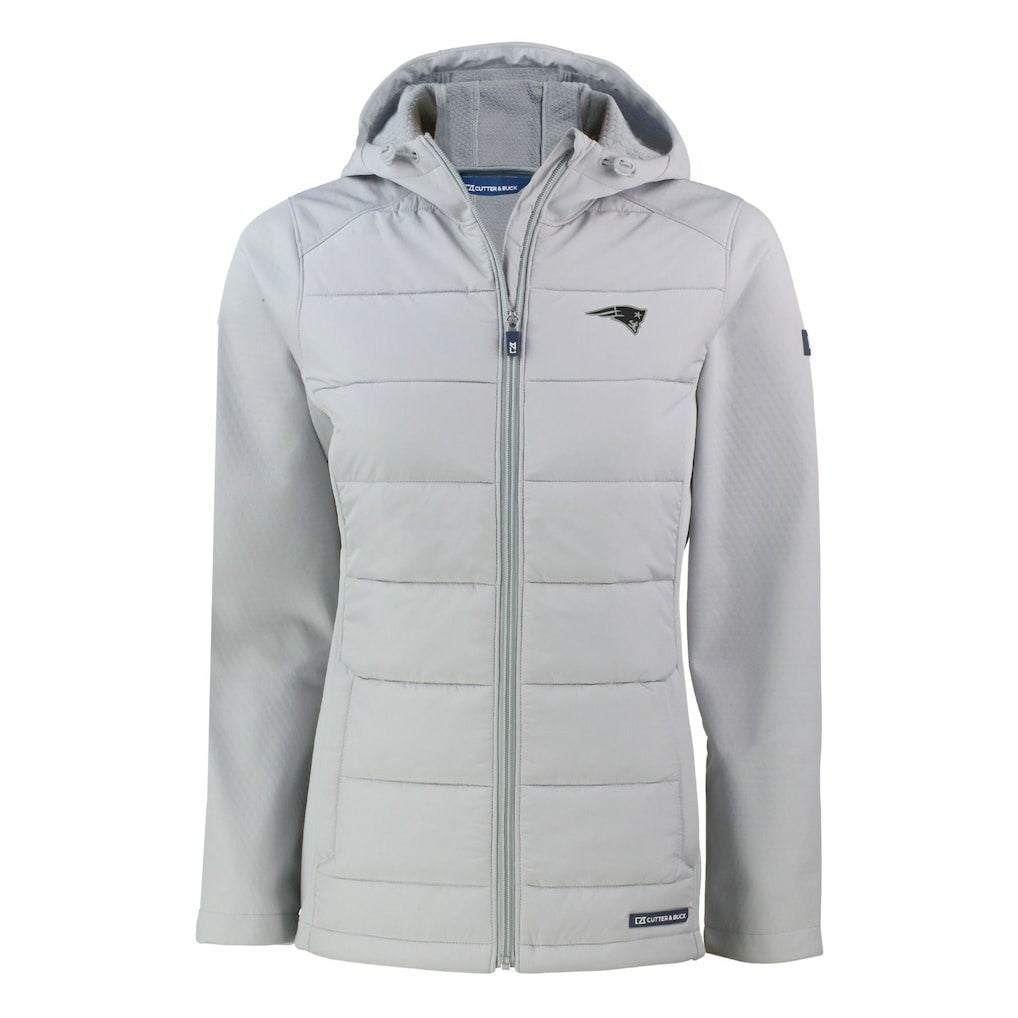 New England Patriots  Cutter & Buck Women's Evoke Hybrid Eco Softshell Recycled Full-Zip Hoodie Jacket