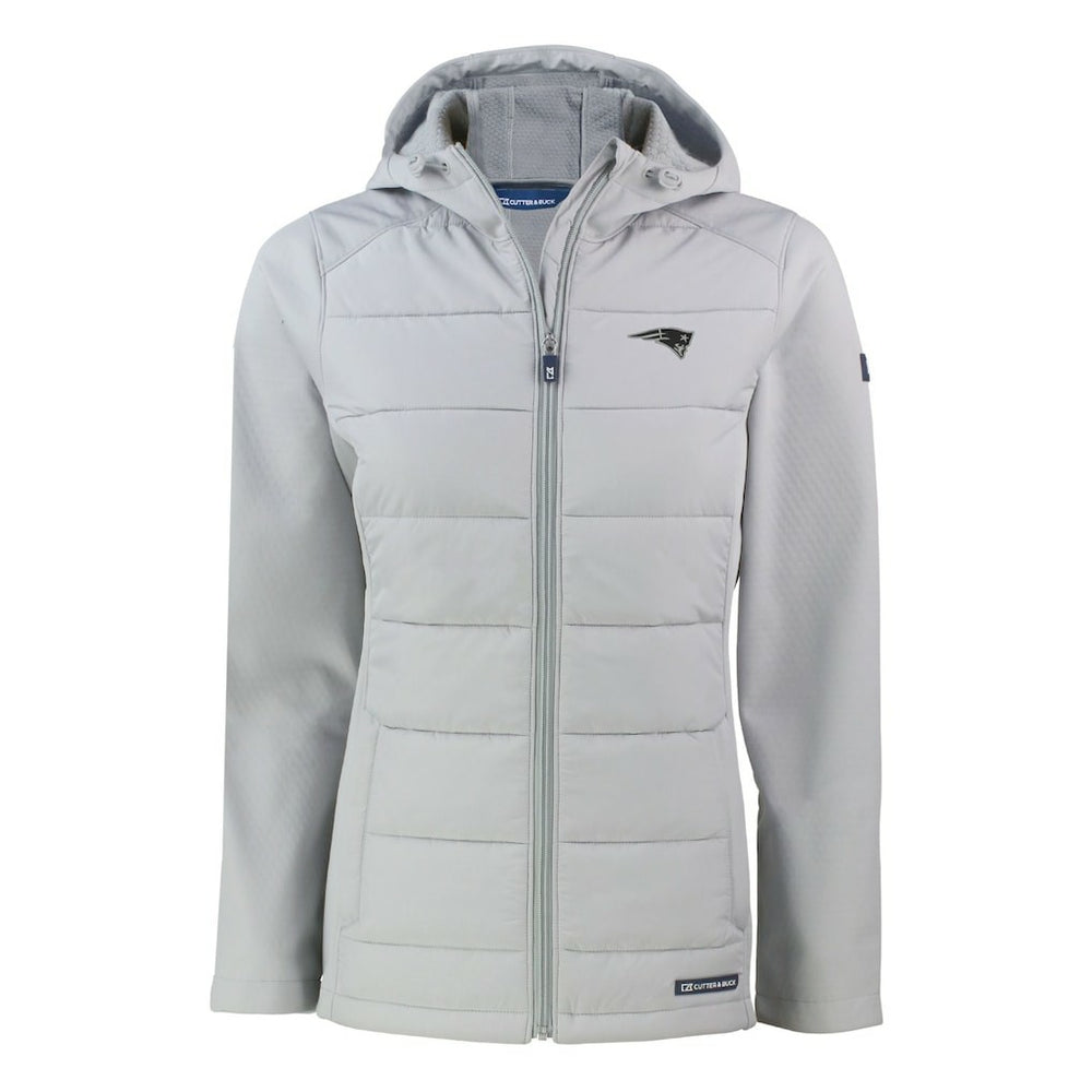 New England Patriots  Cutter & Buck Women's Evoke Hybrid Eco Softshell Recycled Full-Zip Hoodie Jacket