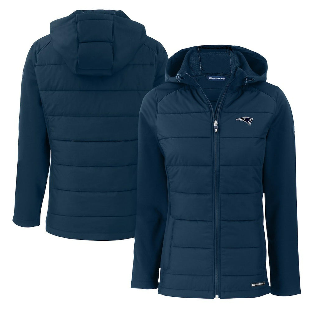 New England Patriots  Cutter & Buck Women's Evoke Hybrid Eco Softshell Recycled Full-Zip Hoodie Jacket