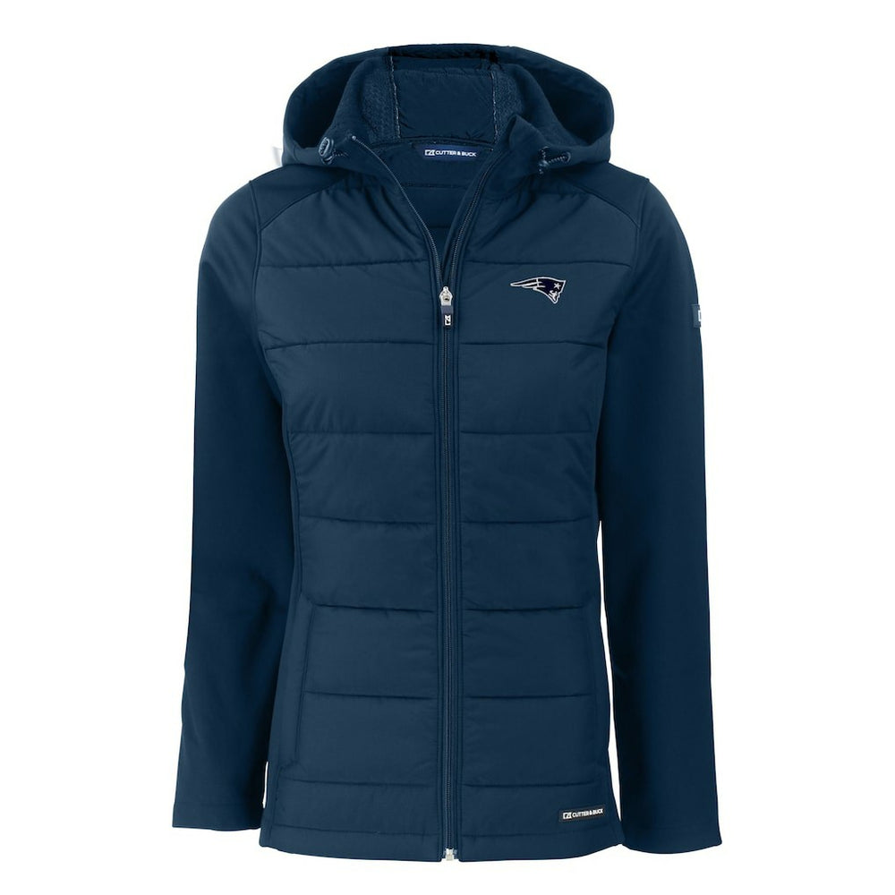 New England Patriots  Cutter & Buck Women's Evoke Hybrid Eco Softshell Recycled Full-Zip Hoodie Jacket