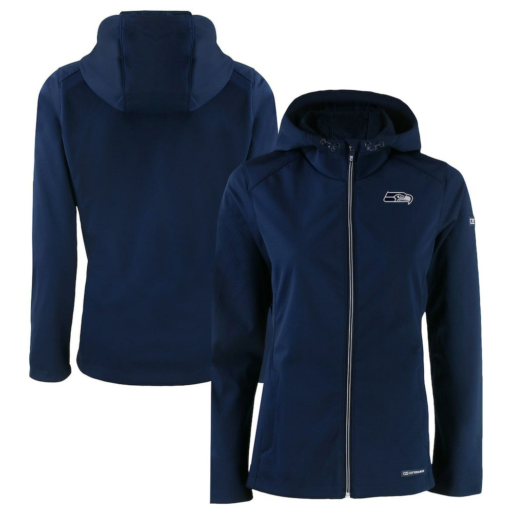Seattle Seahawks  Cutter & Buck Women's Evoke Eco Softshell Recycled Full-Zip Hoodie Jacket