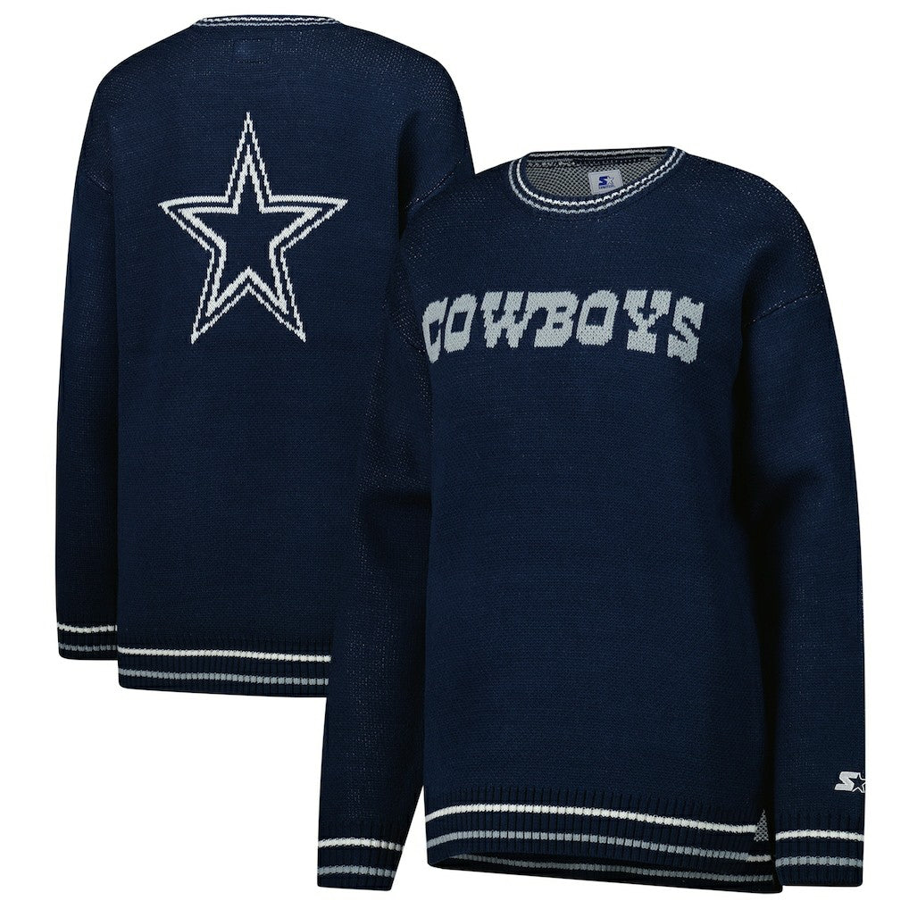 Dallas Cowboys  Starter Women's Oversized On the Ball Intarsia Knit Pullover Sweater
