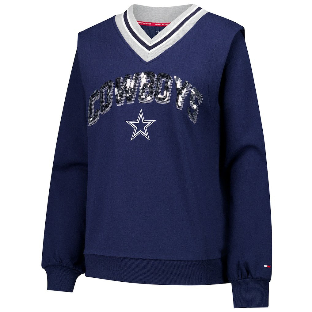Dallas Cowboys  Tommy Hilfiger Women's Alice V-Neck Pullover Sweatshirt