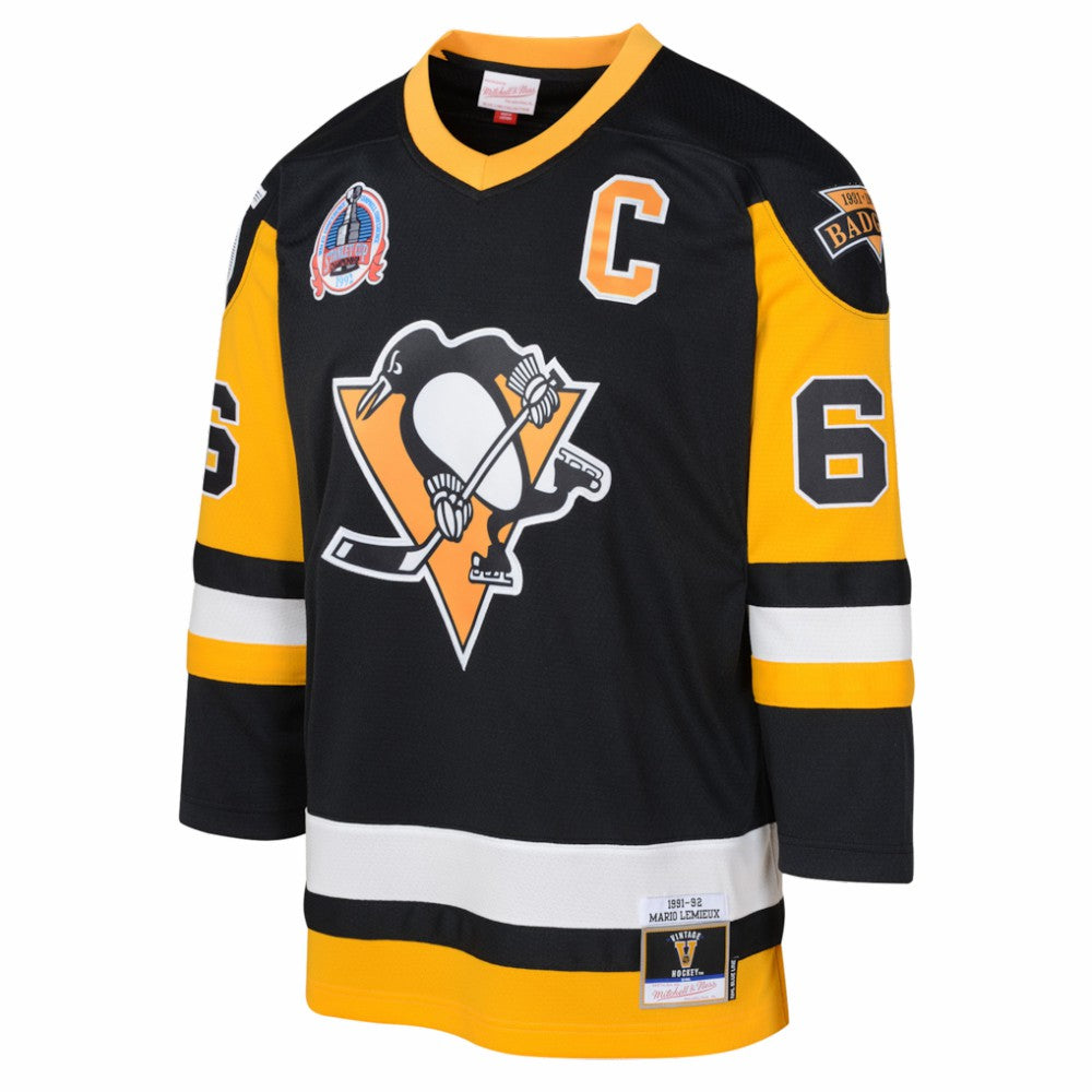 Mario Lemieux Pittsburgh Penguins Mitchell & Ness Youth 1991/92 Captain Patch Power Play Player Jersey On Sale