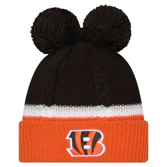 Cincinnati Bengals New Era Women's Double Bubble Cuffed Knit Hat with Poms