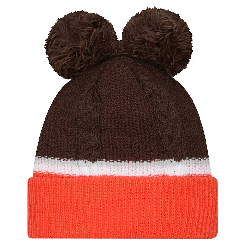 Cleveland Browns New Era Women's Double Bubble Cuffed Knit Hat with Poms
