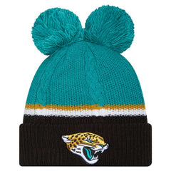 Jacksonville Jaguars New Era Women's Double Bubble Cuffed Knit Hat with Poms