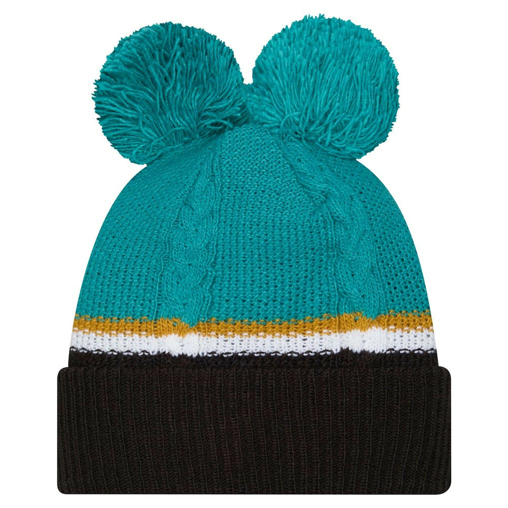 Jacksonville Jaguars New Era Women's Double Bubble Cuffed Knit Hat with Poms