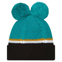Jacksonville Jaguars New Era Women's Double Bubble Cuffed Knit Hat with Poms