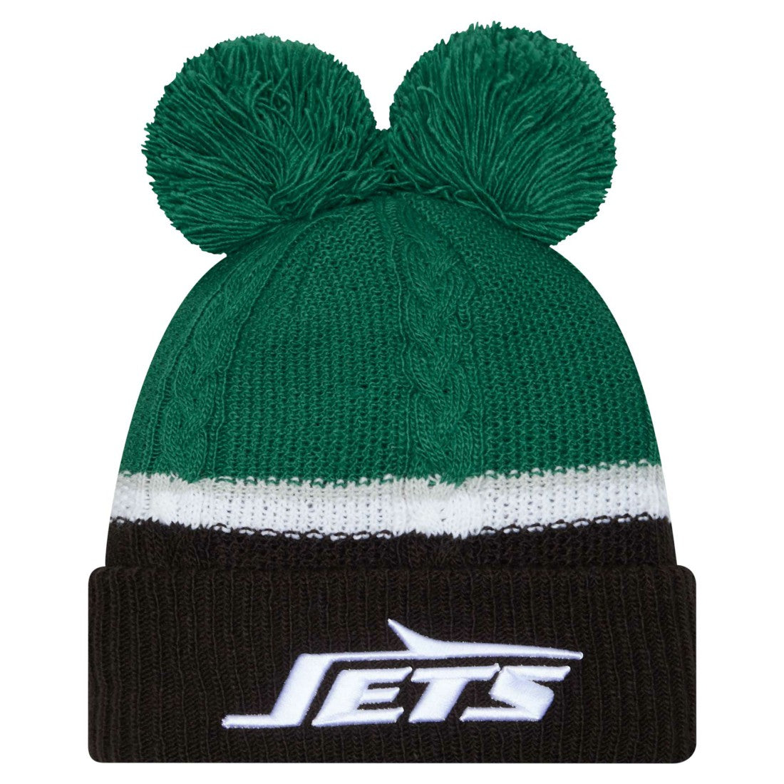 New York Jets New Era Women's Double Bubble Cuffed Knit Hat with Poms