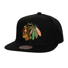 Chicago Blackhawks Mitchell & Ness Core Top Spot Snapback Hat On Sale