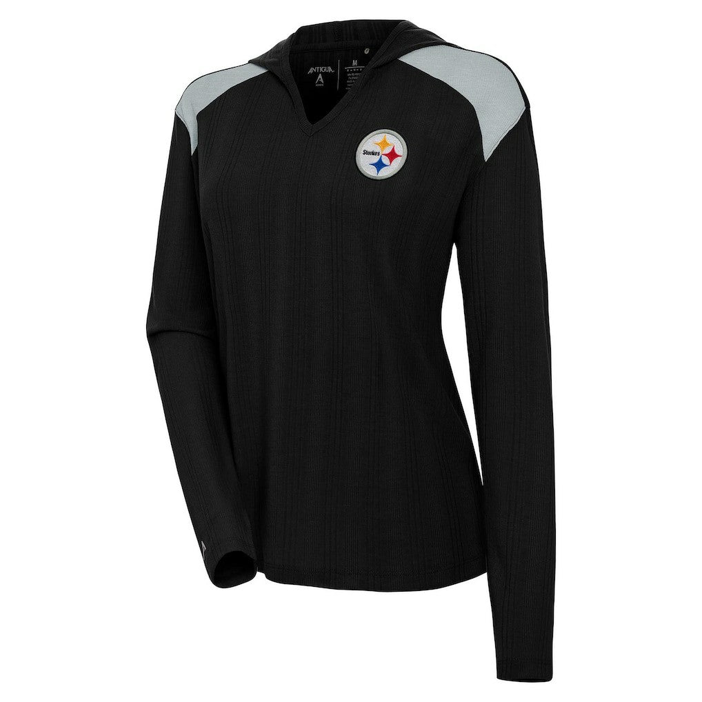 Pittsburgh Steelers  Antigua Women's Opulent Long Sleeve Hoodie T-Shirt