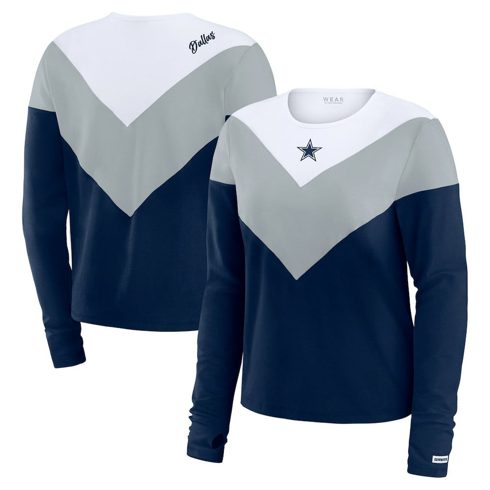 Dallas Cowboys  WEAR by Erin Andrews Women's Plus Size Chevron Tri-Blend Long Sleeve T-Shirt
