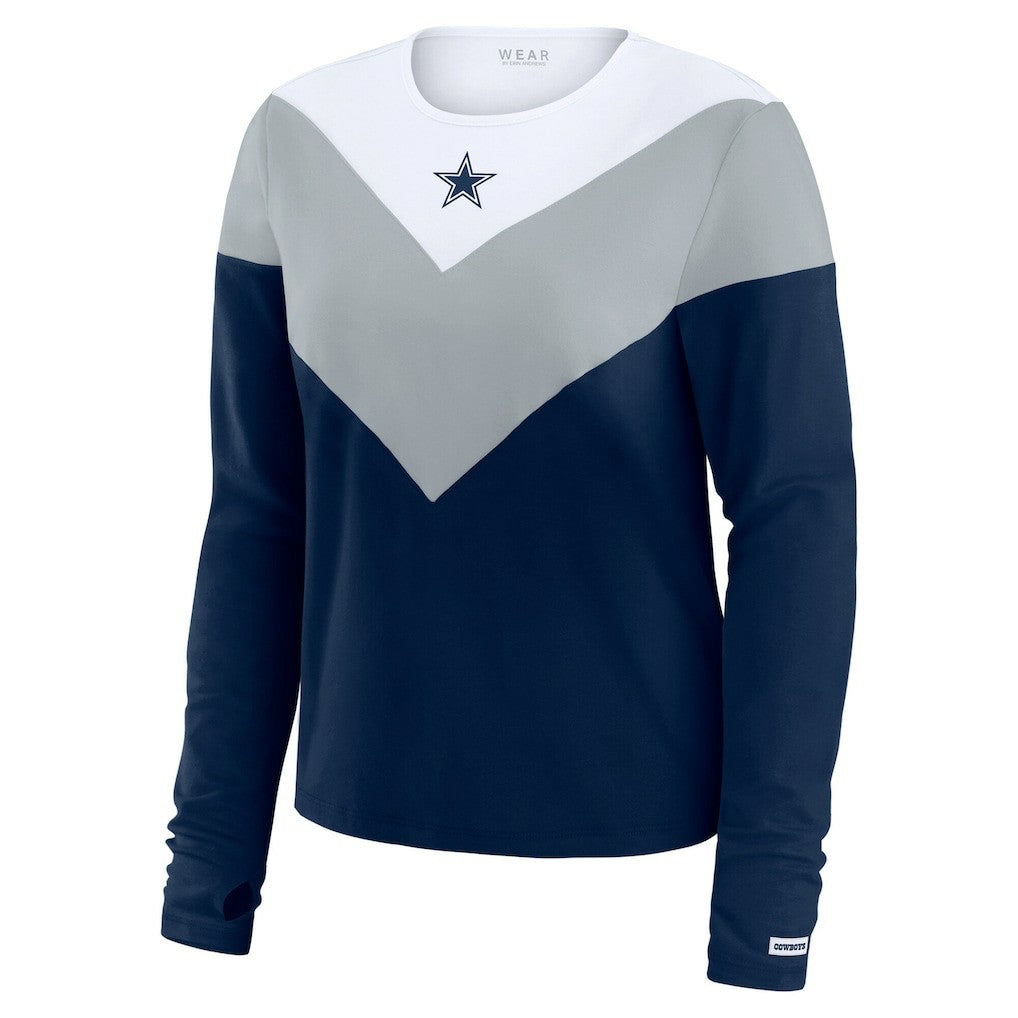 Dallas Cowboys  WEAR by Erin Andrews Women's Plus Size Chevron Tri-Blend Long Sleeve T-Shirt