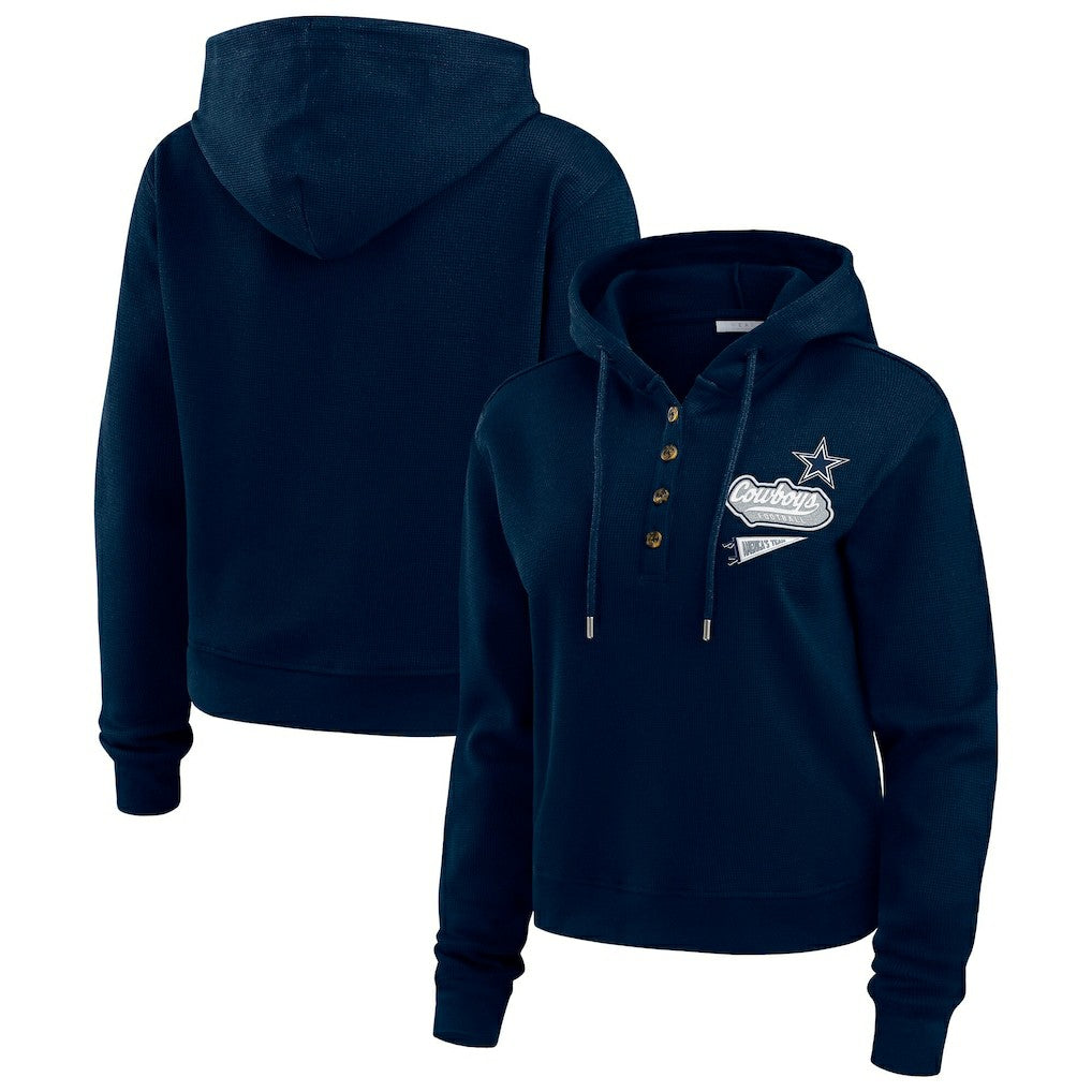 Dallas Cowboys  WEAR by Erin Andrews Women's Waffle-Knit Pullover Hoodie