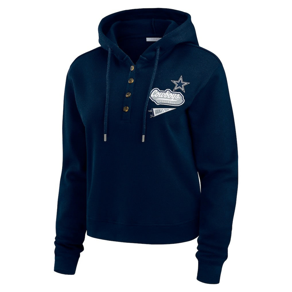 Dallas Cowboys  WEAR by Erin Andrews Women's Waffle-Knit Pullover Hoodie