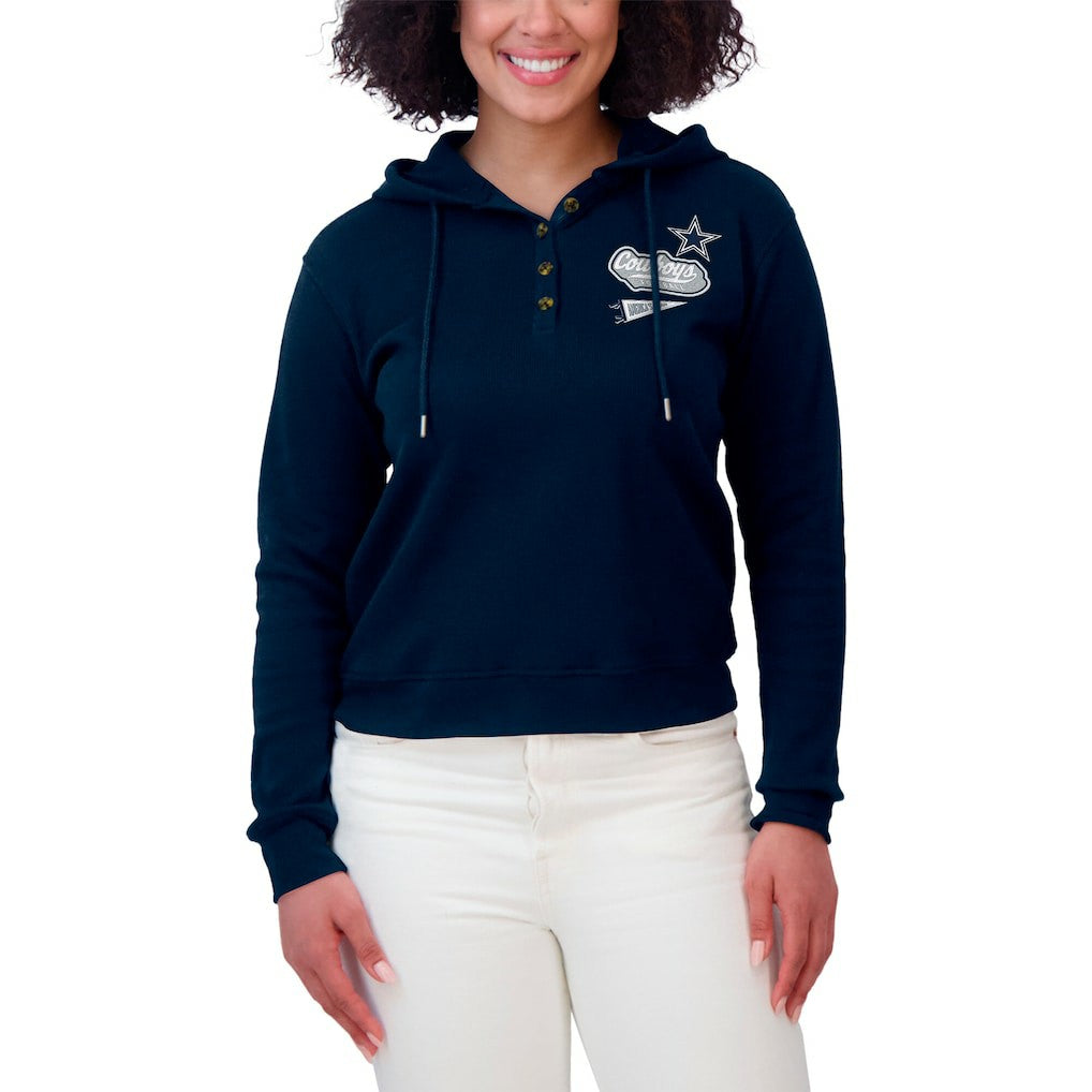Dallas Cowboys  WEAR by Erin Andrews Women's Waffle-Knit Pullover Hoodie