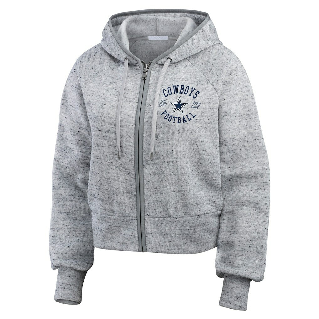 Dallas Cowboys  WEAR by Erin Andrews Women's Speckled Fleece Cropped Full-Zip Hoodie