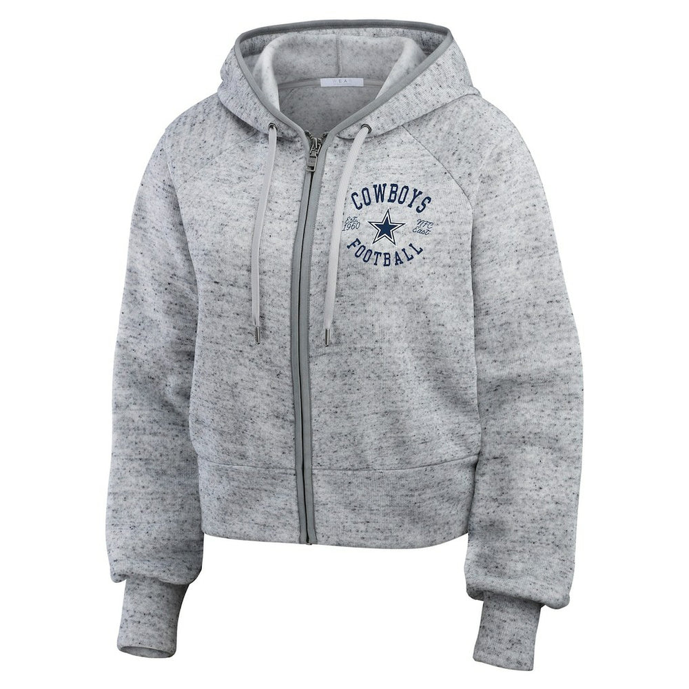 Dallas Cowboys  WEAR by Erin Andrews Women's Speckled Fleece Cropped Full-Zip Hoodie
