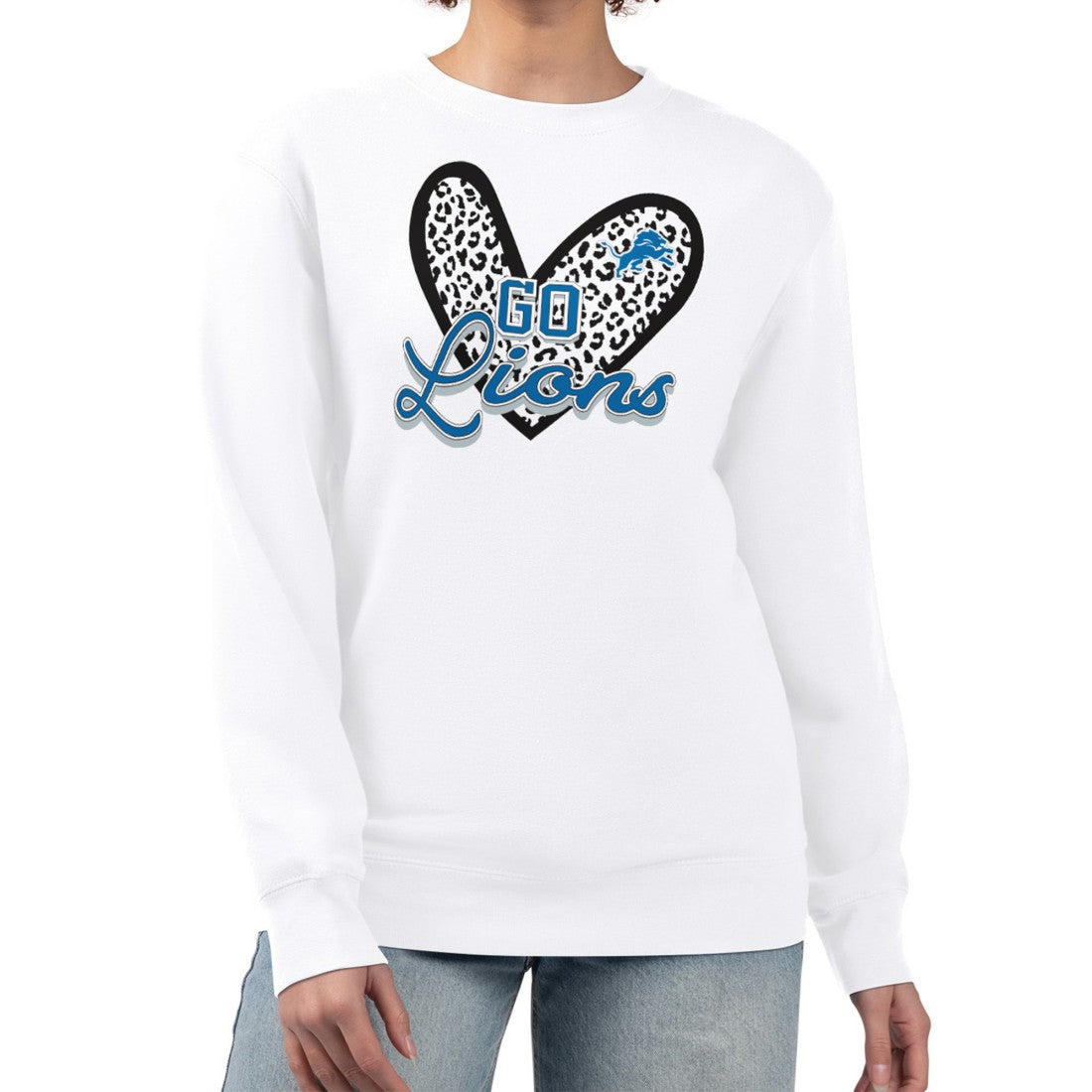 Detroit Lions  G-III 4Her by Carl Banks Women's Leopard Heart Pullover Sweatshirt