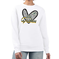 Green Bay Packers  G-III 4Her by Carl Banks Women's Leopard Heart Pullover Sweatshirt