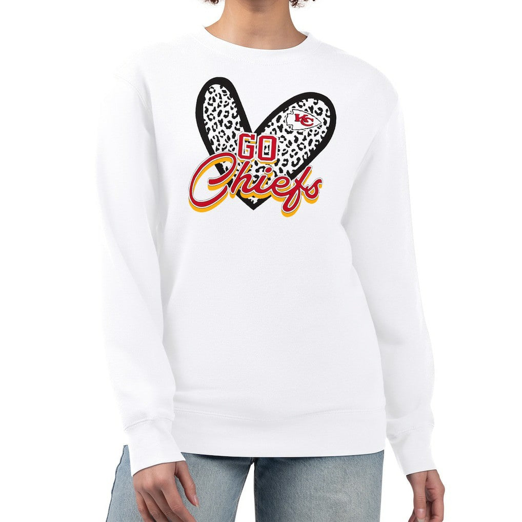 Kansas City Chiefs  G-III 4Her by Carl Banks Women's Leopard Heart Pullover Sweatshirt