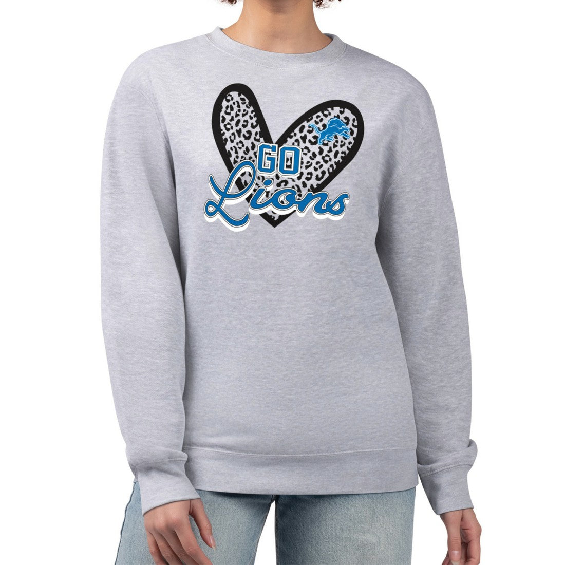 Detroit Lions  G-III 4Her by Carl Banks Women's Leopard Heart Pullover Sweatshirt