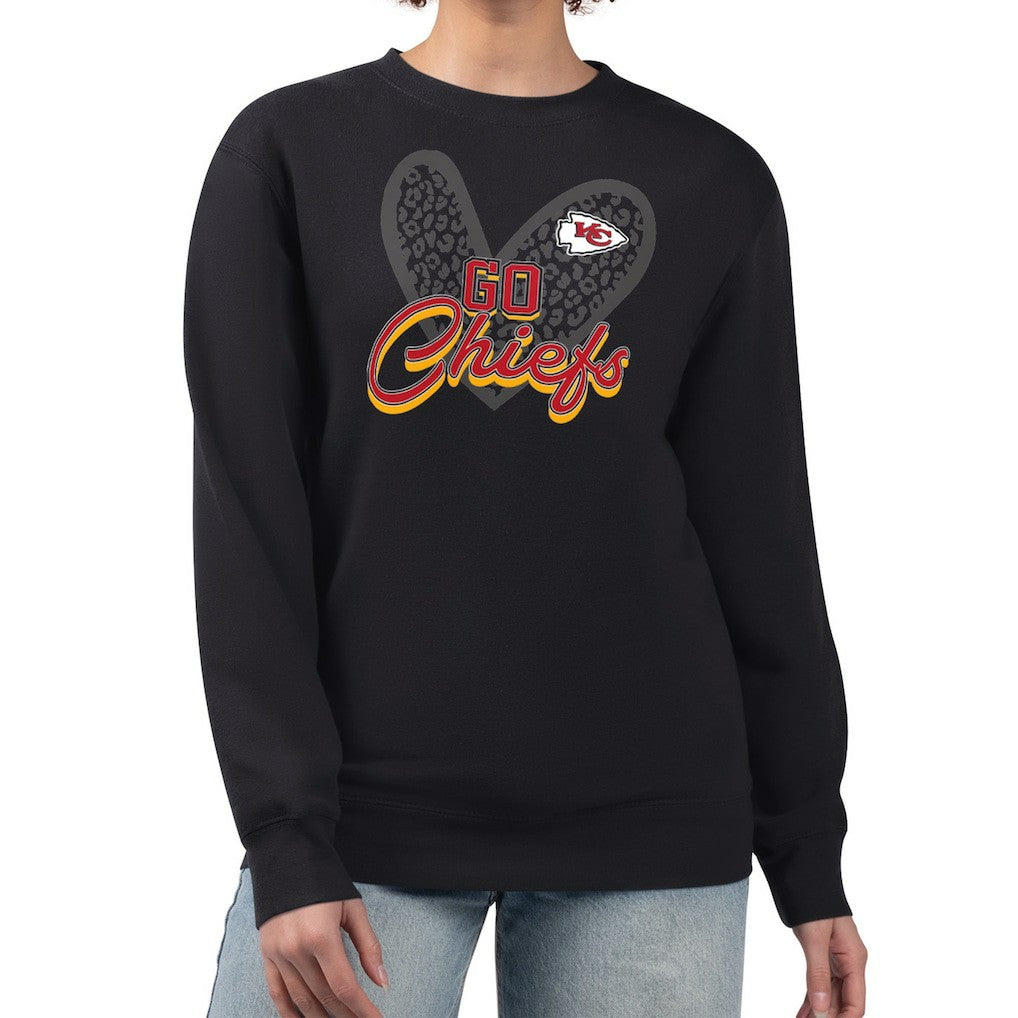Kansas City Chiefs  G-III 4Her by Carl Banks Women's Leopard Heart Pullover Sweatshirt